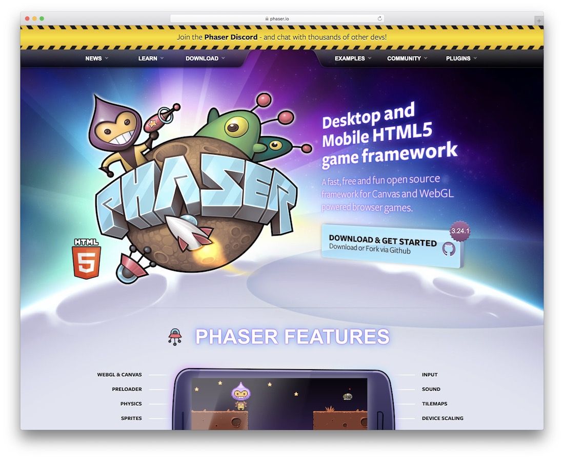 moteur javascript phaser pour créer des jeux