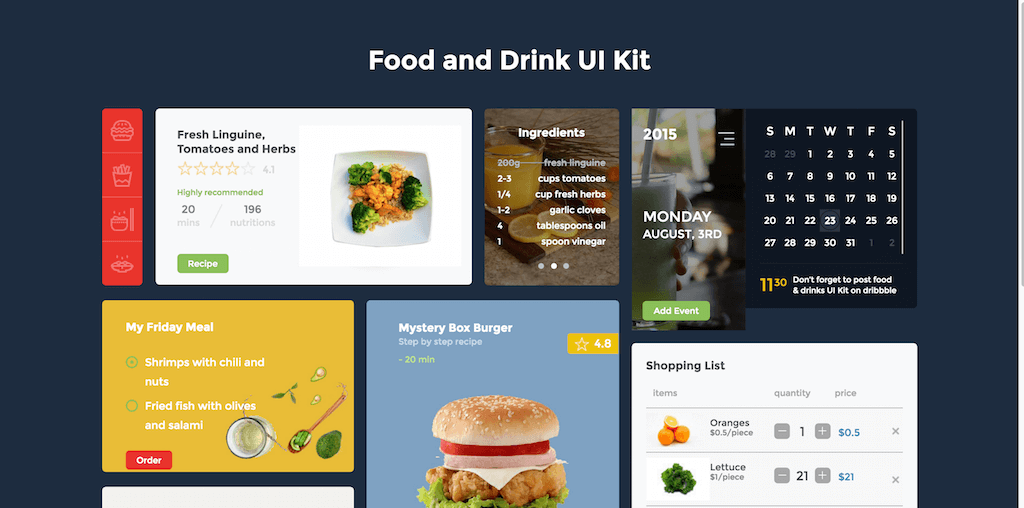 Kit de interfaz de usuario de alimentos y bebidas