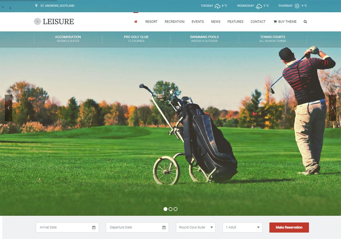 Hotel Freizeit WordPress Golf Thema