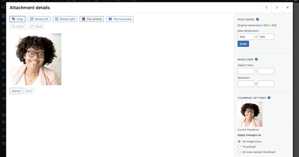 การแก้ไขภาพภายใน WordPress โดยใช้ตัวแก้ไขในตัว