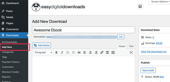 Aggiunta di un nuovo prodotto per il download digitale Adding a new digital download product