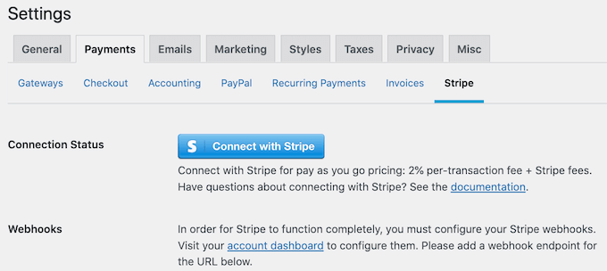 Connettere WordPress al tuo account Stripe Connecting WordPress to your Stripe account