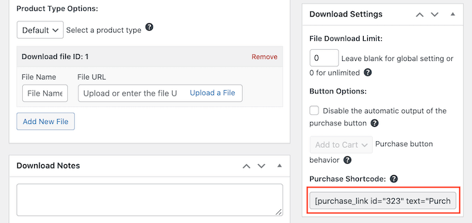Un esempio di shortcode di acquisto An example purchase shortcode