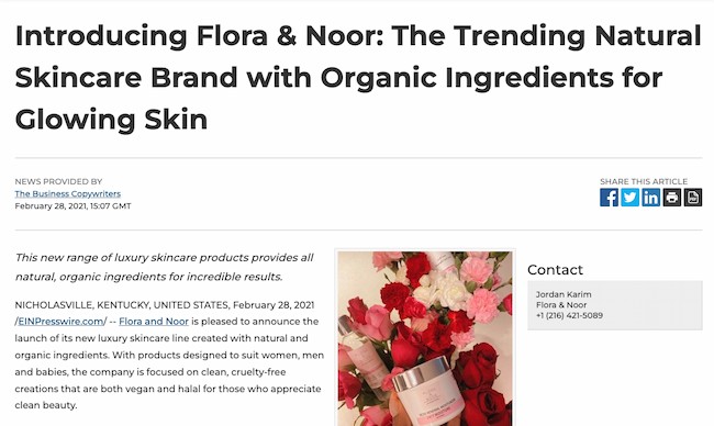 広報戦術の例：Flora＆Noor