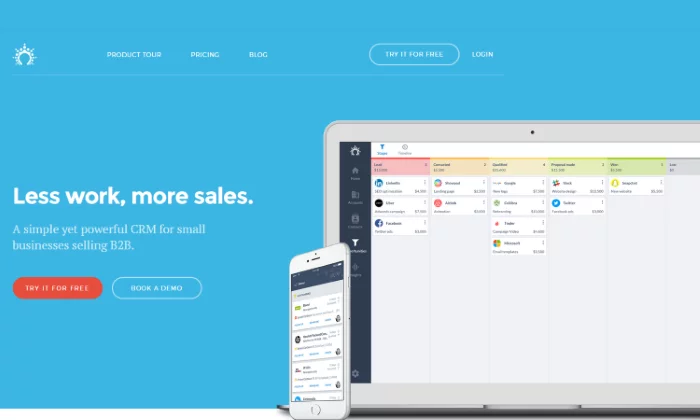 Página inicial do Salesflare para o melhor software de CRM