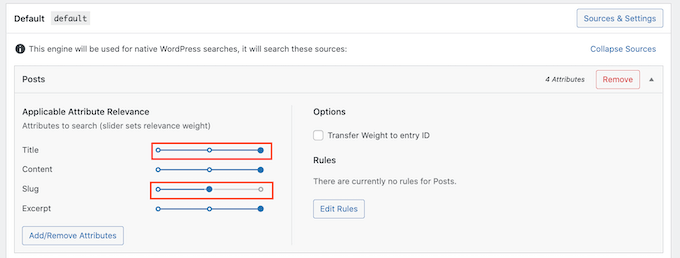 Ustawienia SearchWP WordPress The SearchWP WordPress settings