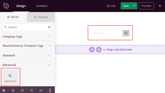 Blok formularza wyszukiwania SeedProd The SeedProd Search Form block
