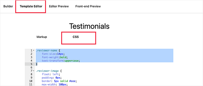 Wprowadź swój szablon bloku CSS Enter your block template CSS