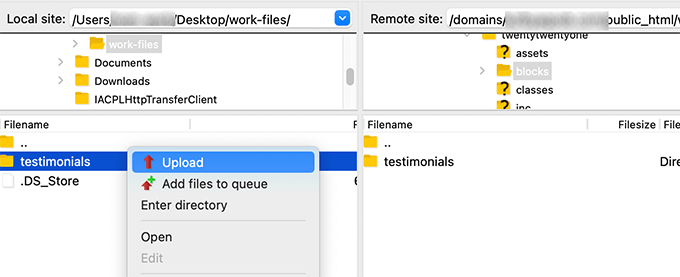 Prześlij pliki szablonów bloków Uploaad block template files