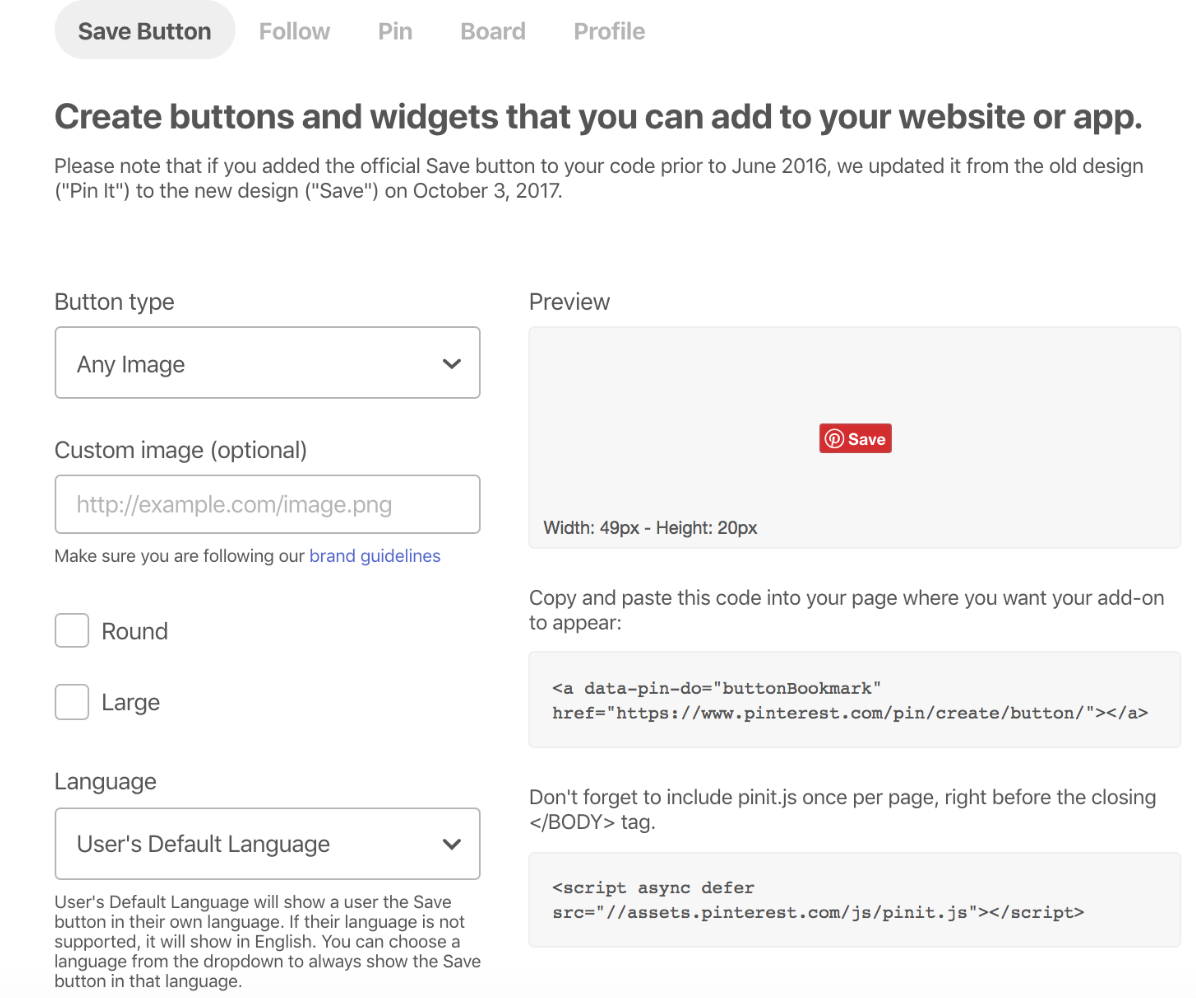 butonul și widgetul Pinterest