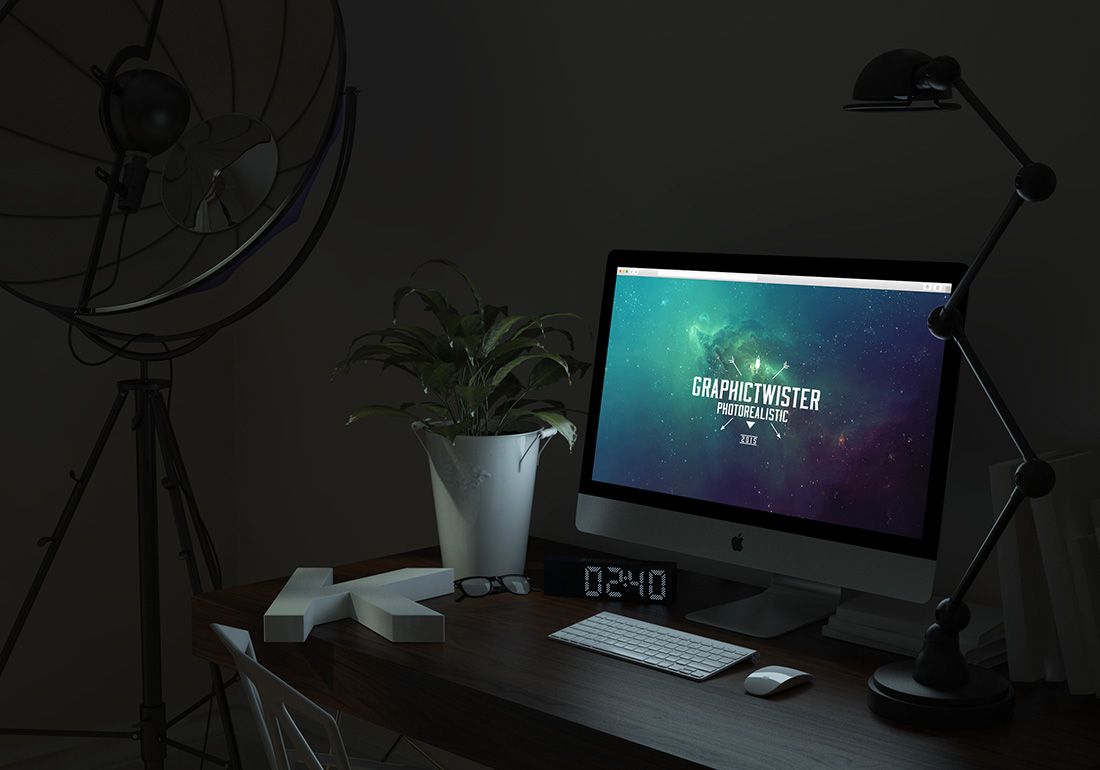 PSD iMac Mockup Glowing Gratis