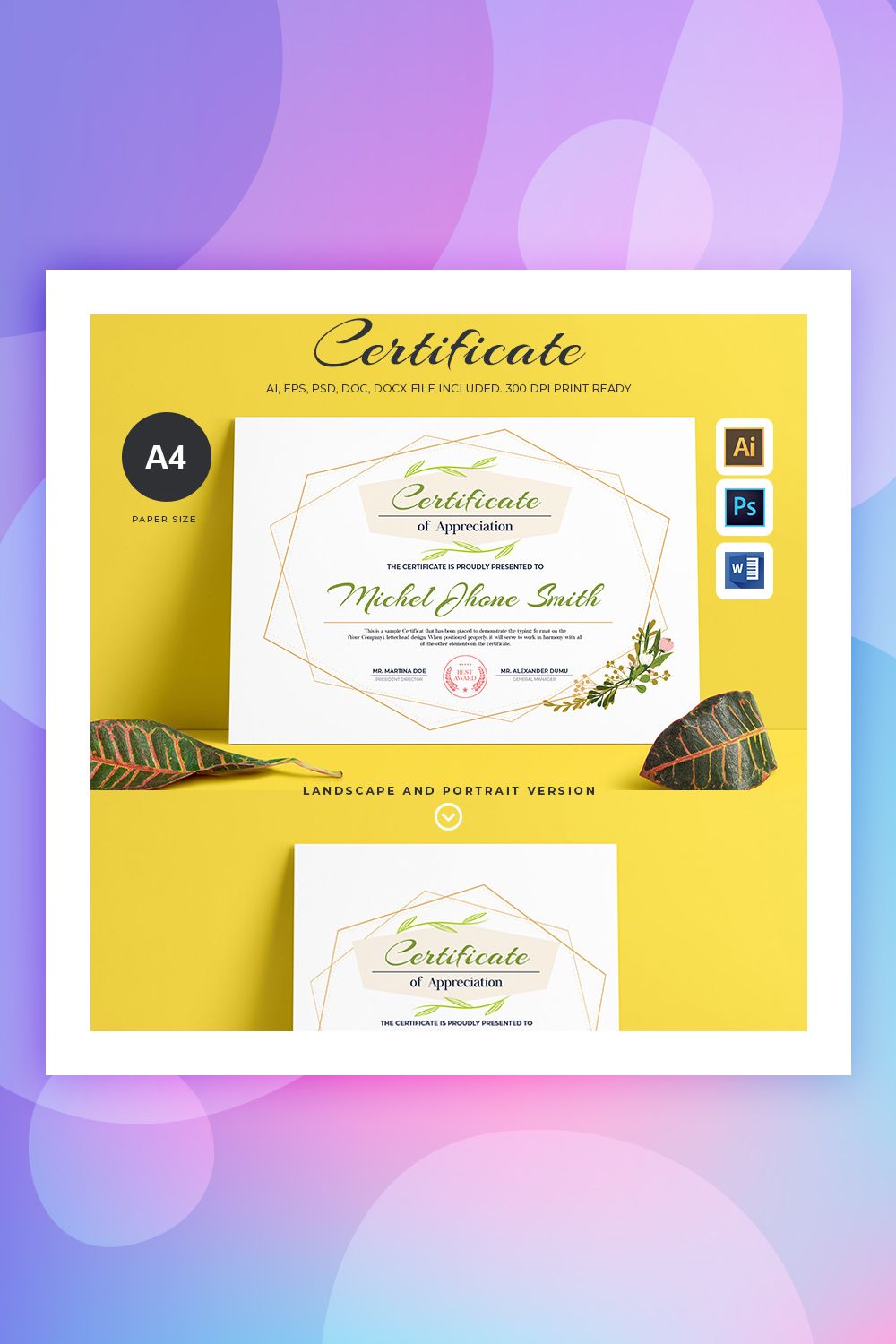 Templat Sertifikat Kreatif & Elegan