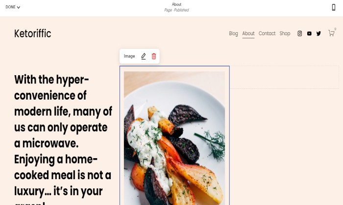 Squarespace Vs Wix 的 Squarespace 頁面編輯器