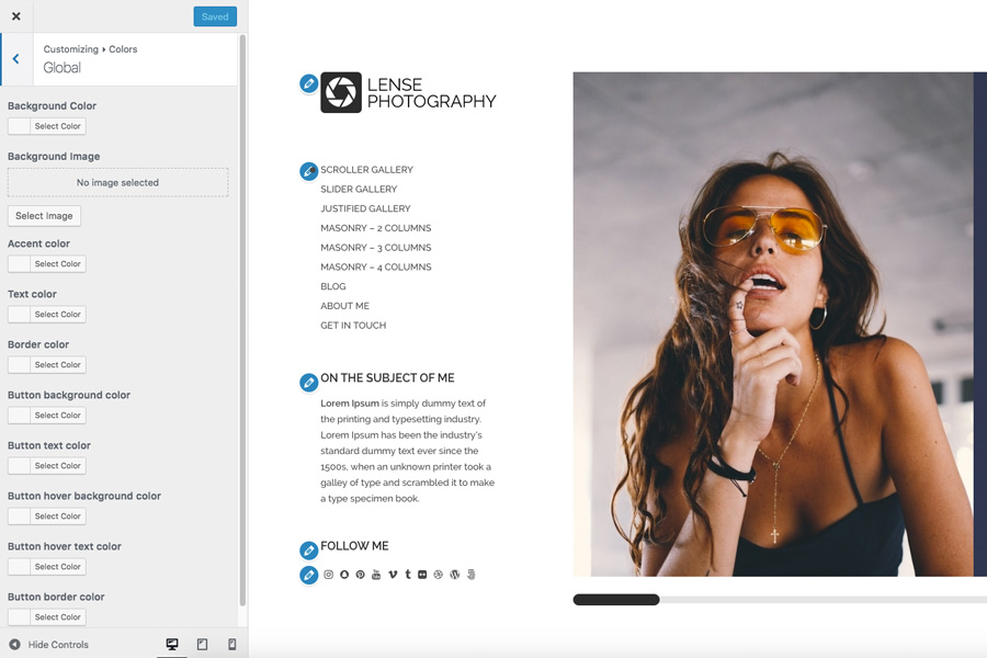 Fotoğrafçılar için Lense WordPress teması