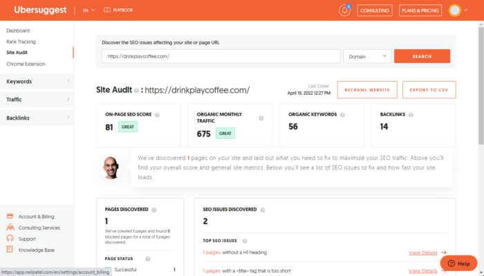 现场审核报告 ubersuggest