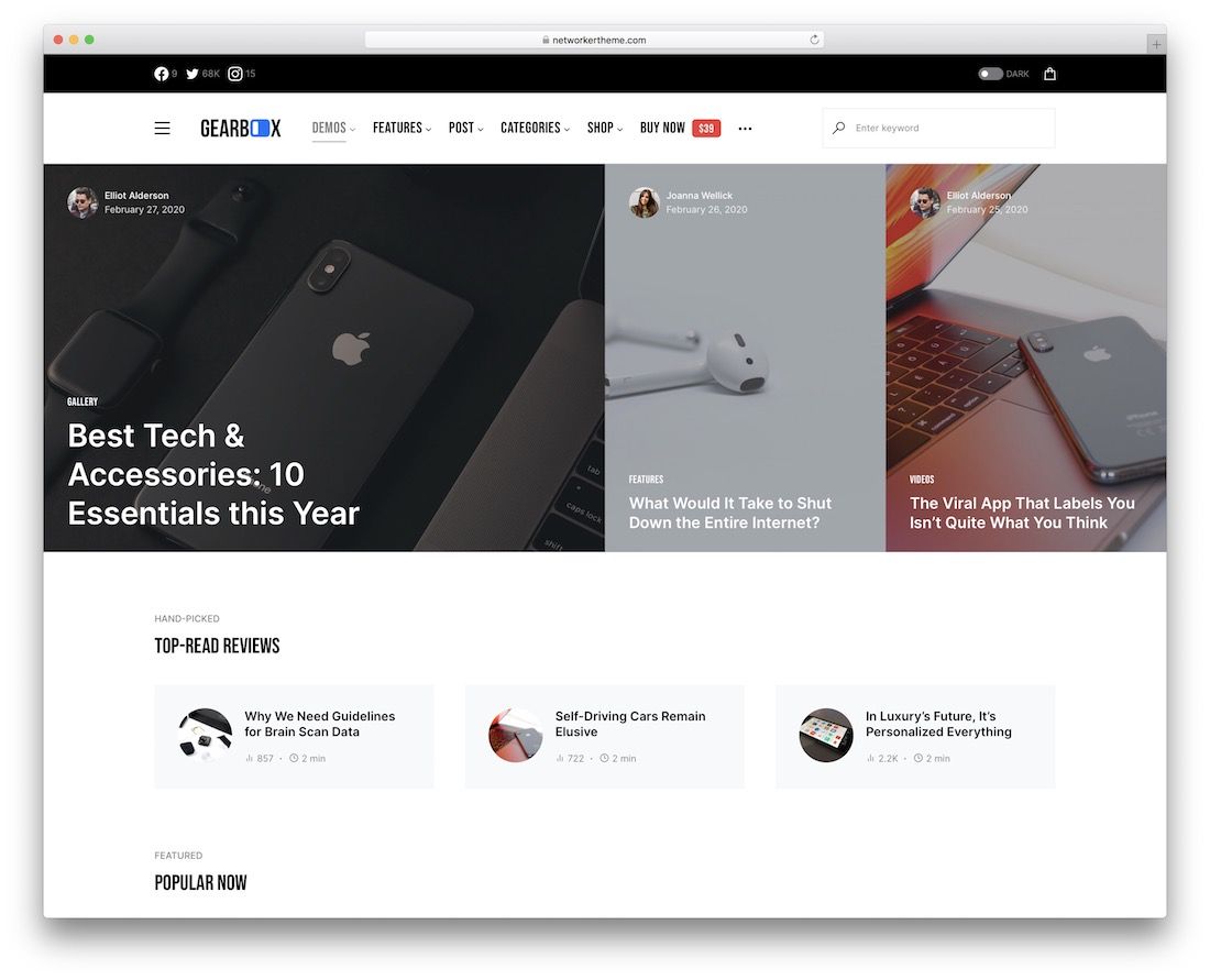 thème wordpress réseau
