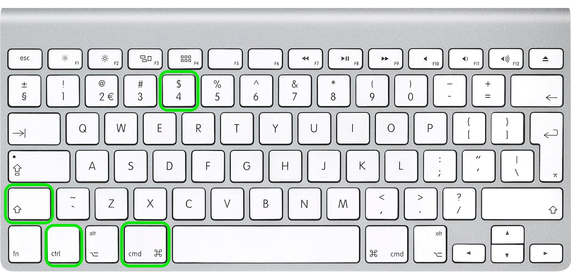 Comando ⌘ + Ctrl + Maiusc + 4
