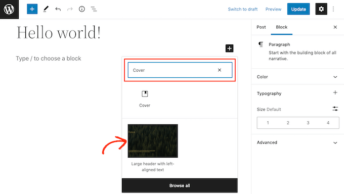 WordPress Kapak bloğu The WordPress Cover block