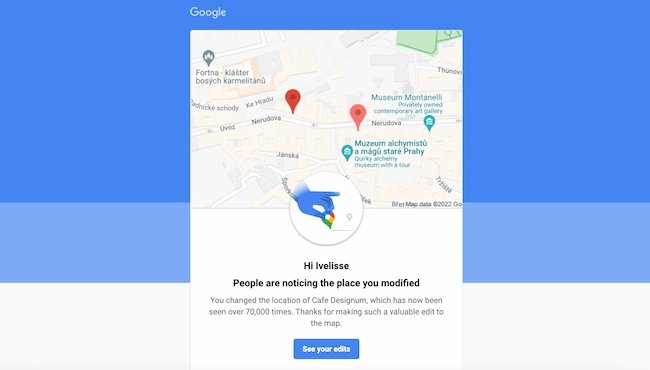 Beispiel für E-Mail-Personalisierung: Google Maps