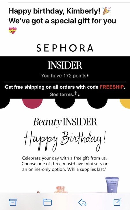 Beispiel für E-Mail-Personalisierung: Sephora