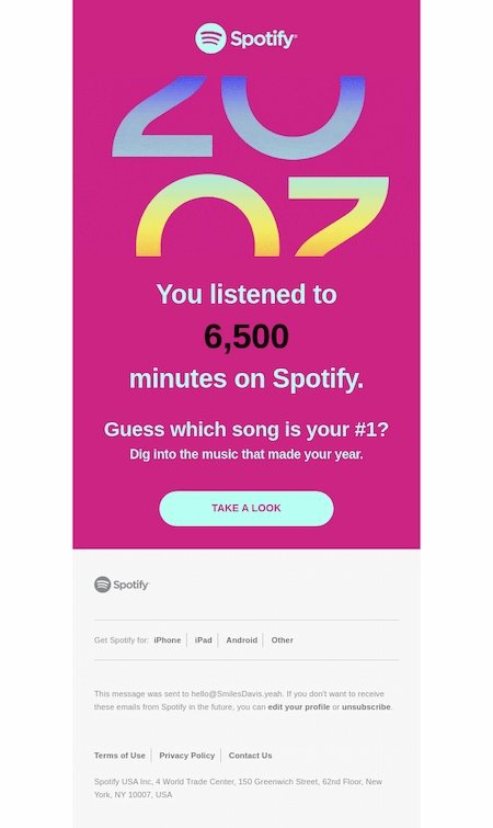 Beispiel für E-Mail-Personalisierung: Spotify