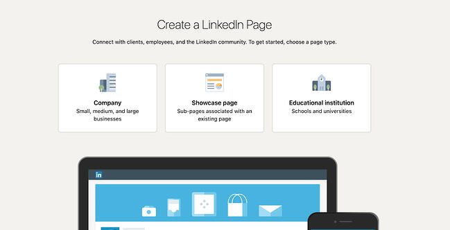 как создать страницу компании в LinkedIn: выбор типа страницы