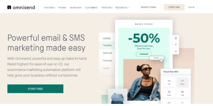 多渠道营销的最佳电子邮件营销软件 - Omnisend Best Email Marketing Software for Multi-Channel Marketing - Omnisend