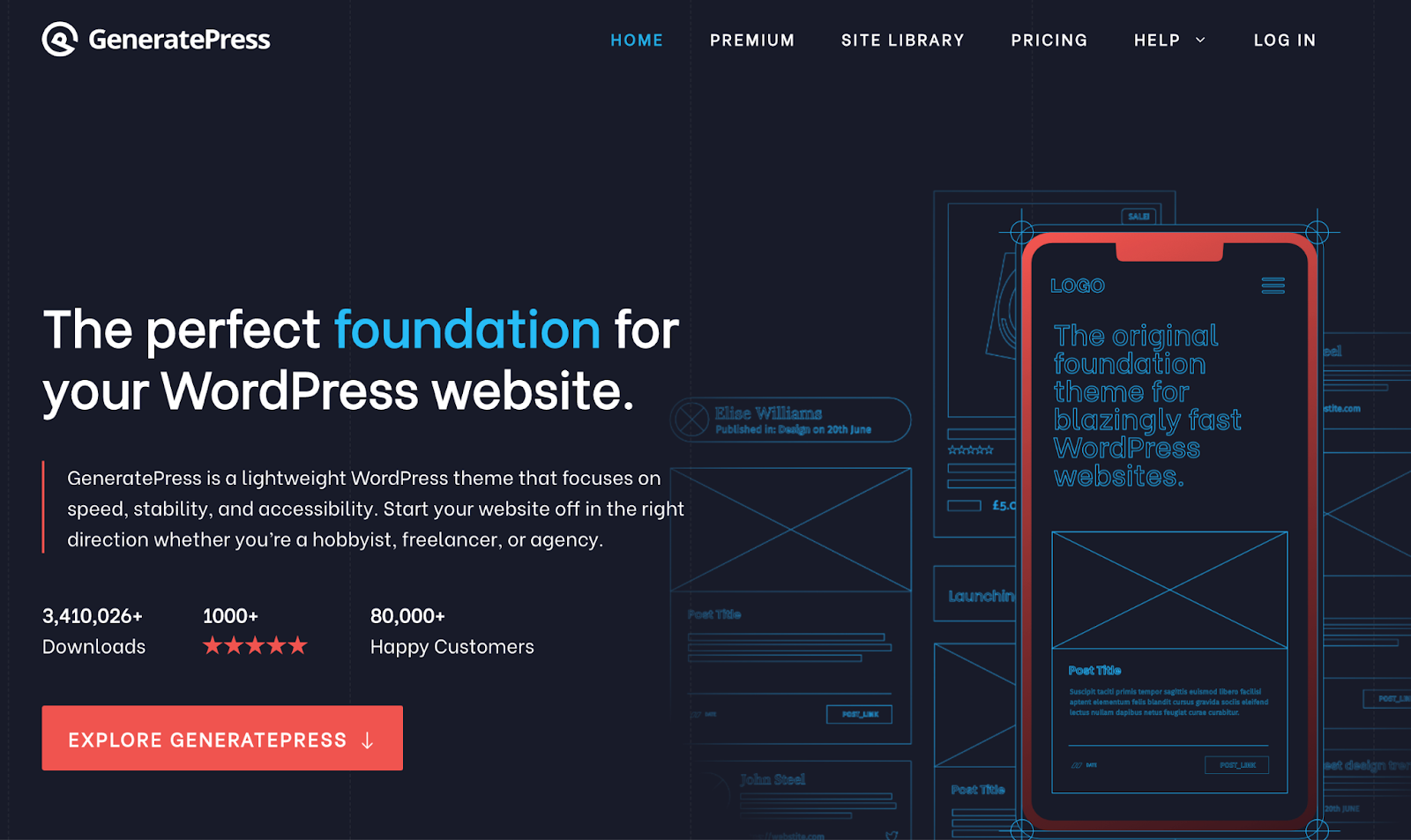Mejor tema de podcast de WordPress: GeneratePress