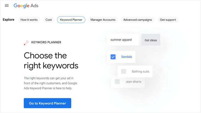 Strumento di pianificazione delle parole chiave di Google google keyword planner
