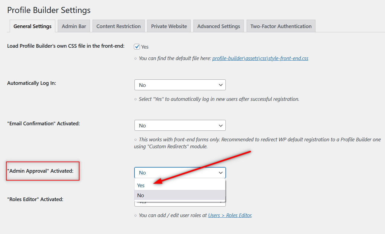 Activar la funcionalidad de aprobación de usuario de WooCommerce