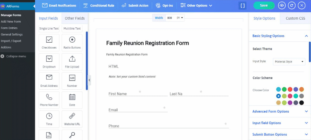 tambahkan email - bidang kontak ke formulir