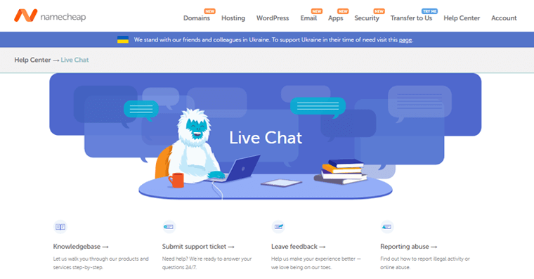 Namecheap 支持頁面
