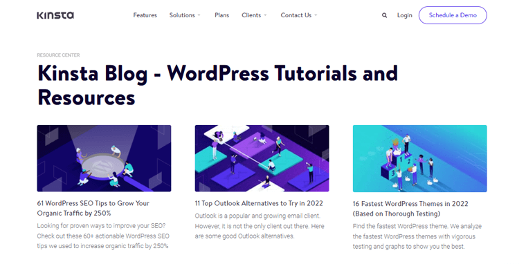 Kinsta Blog (ตัวอย่างการจัดตั้งบริษัทของคุณในฐานะผู้นำตลาด)