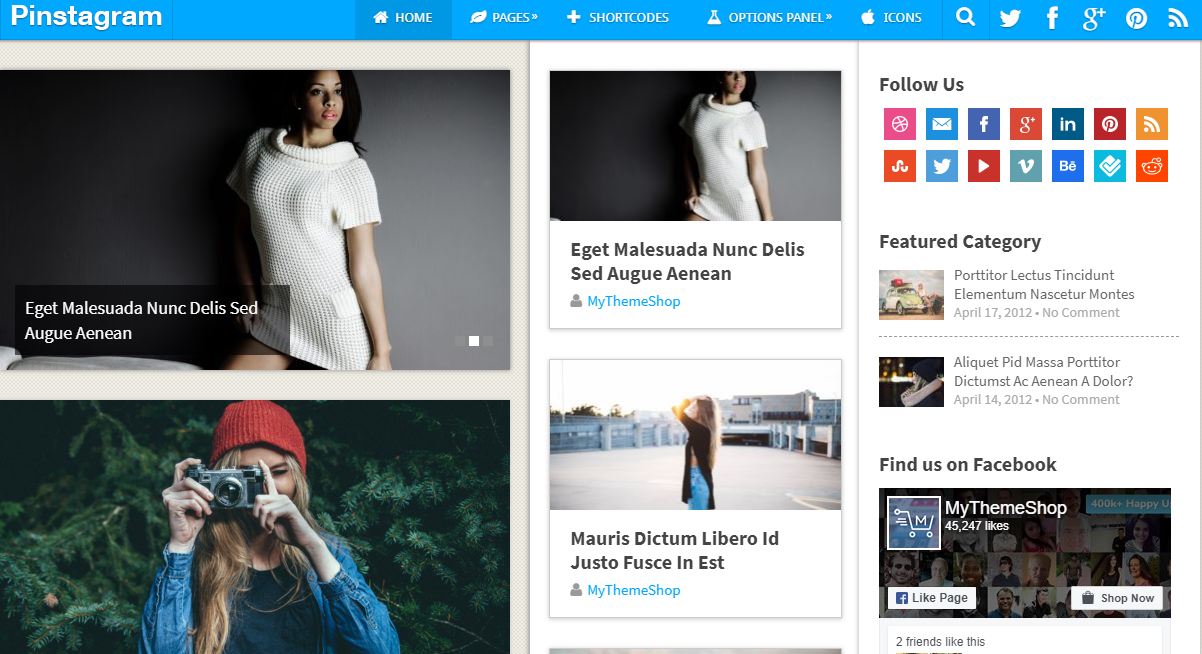 Pinstagram WordPress Adsense-optimiertes Thema