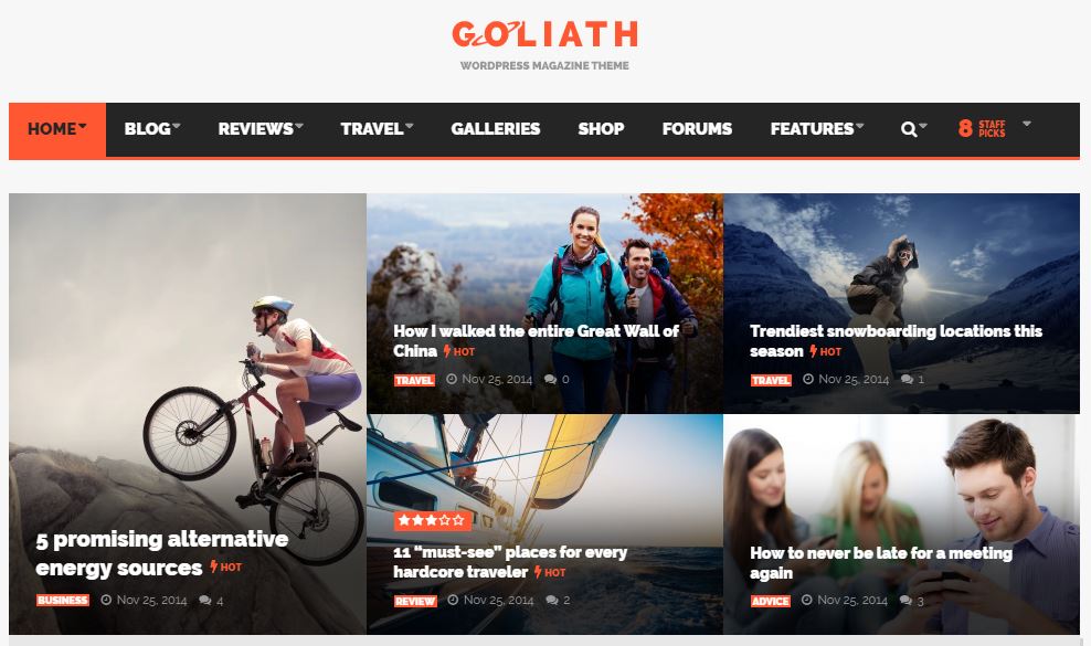 GOLIATH WordPress News & Reviews Magazin-Design