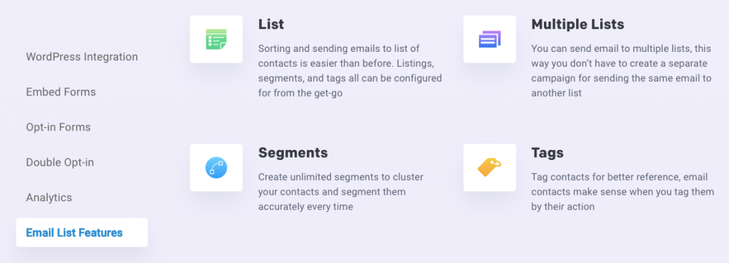 segmento de lista de correo electrónico por wemail
