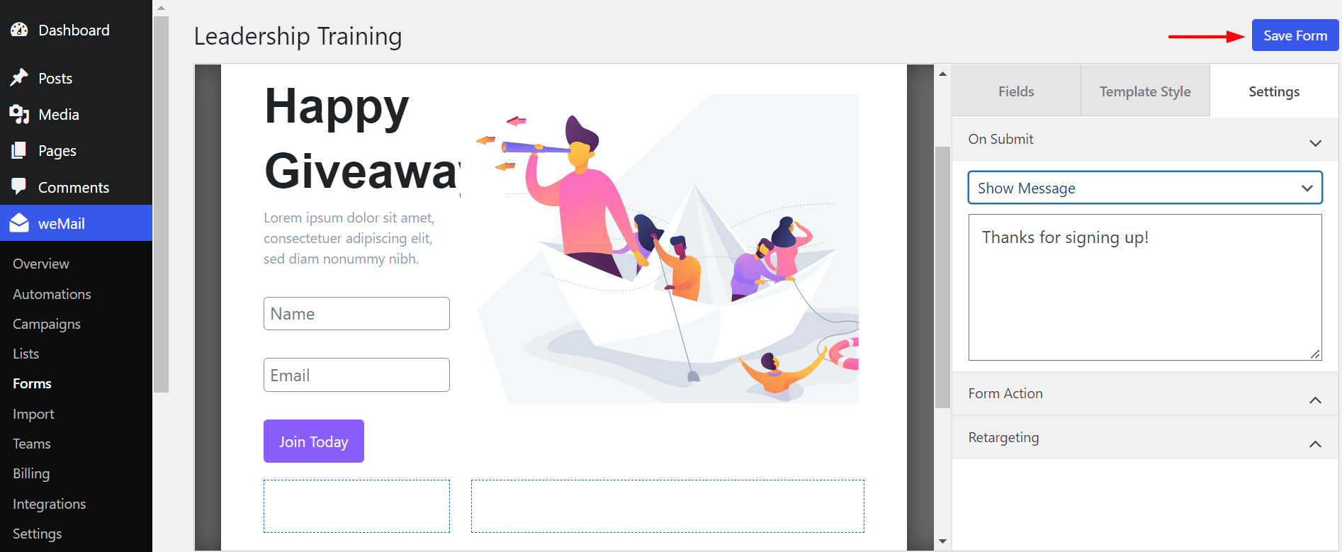 Zapisz swoją subskrypcję za pomocą poczty e-mail w wordpressie