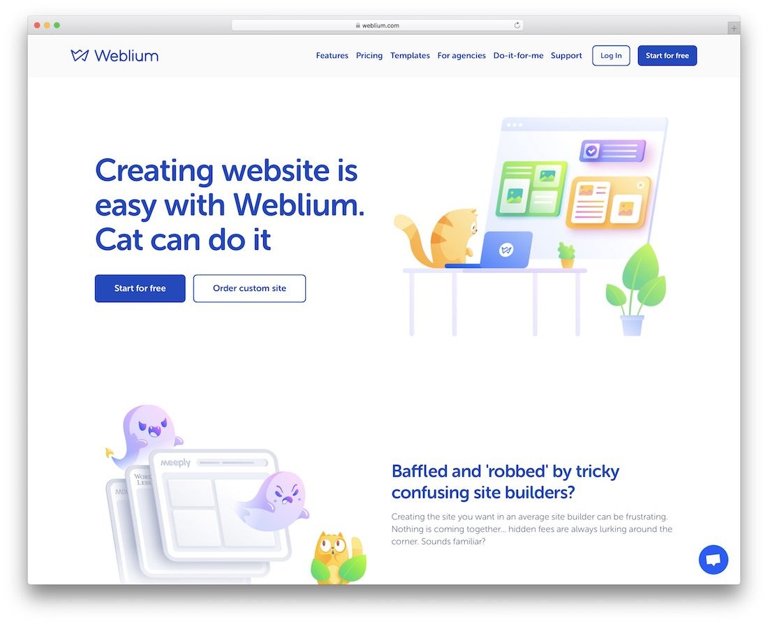 software de creación de sitios web weblium