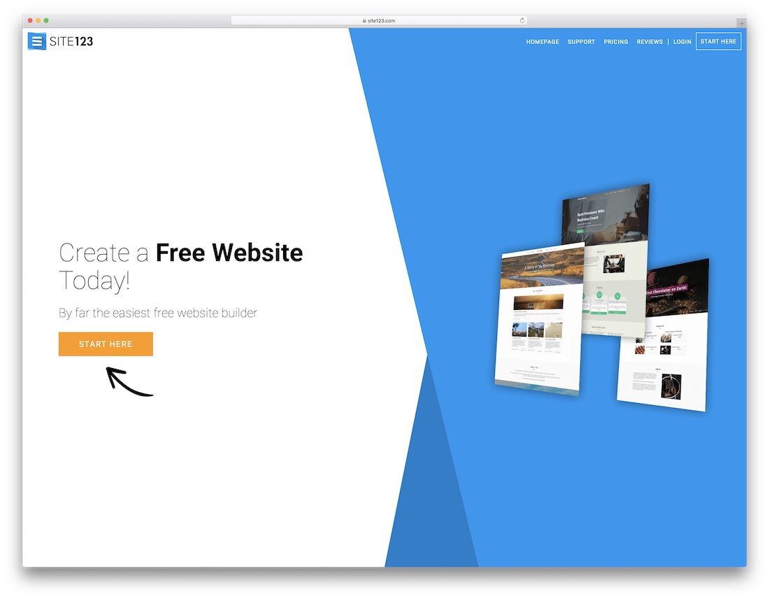 site123 mejor software de creación de sitios web