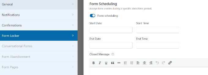 Activați programarea formularelor Enable form scheduling