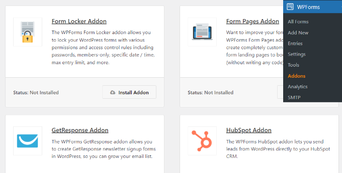 Activați suplimentul de blocare a formularelor în WPForms Enable the form locker addon in WPForms