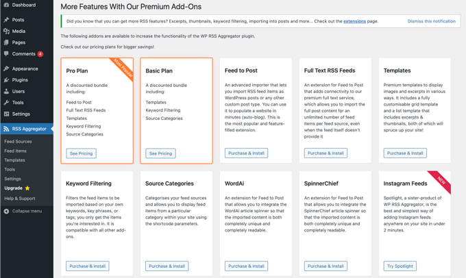 Дополнения WP RSS-агрегатора WP RSS Aggregator Add-ons