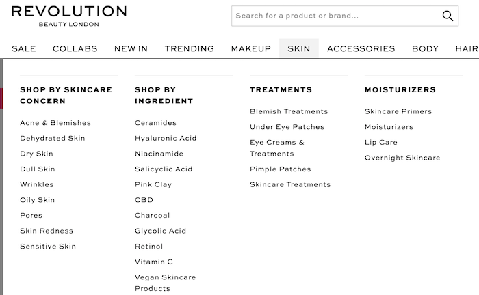 Skincare by Revolution Esempio di segmentazione dei clienti per preoccupazione Skincare by Revolution Example of Customer Segmentation by Concern