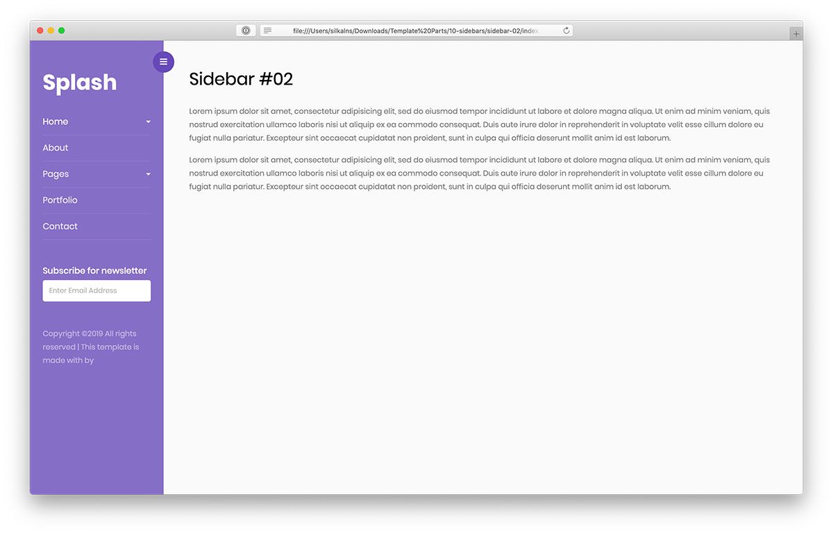 modello di barra laterale bootstrap