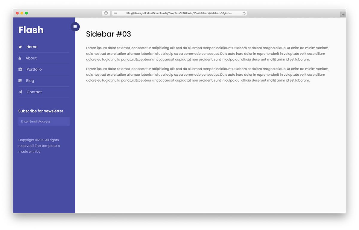 esempio di barra laterale bootstrap