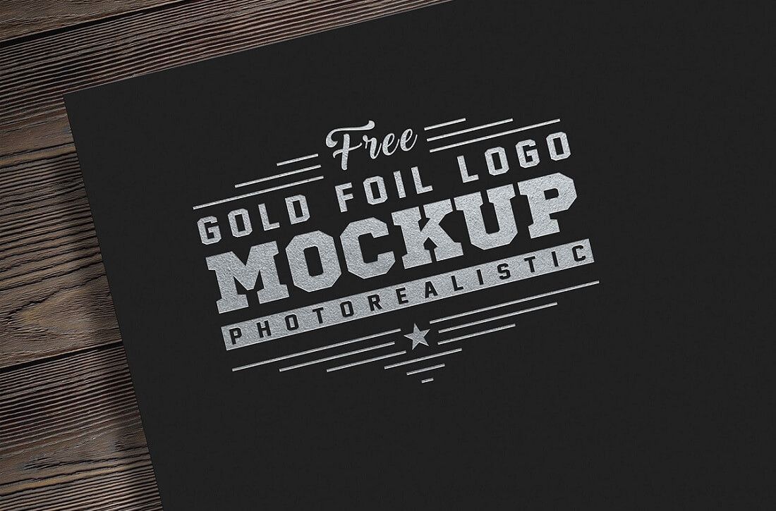 free photorealistic gold silver foil logo mockup psd