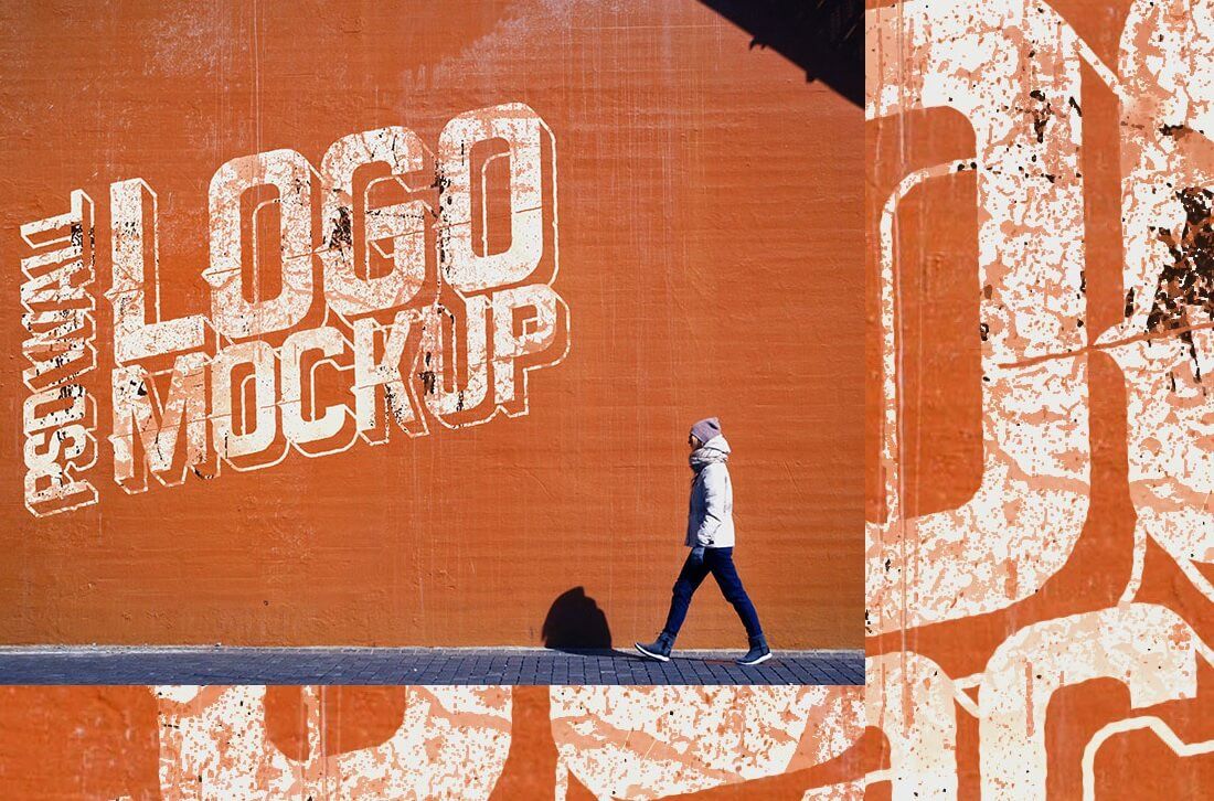 street wall logo mockup psd