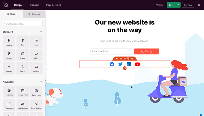 Page Builder-Oberfläche