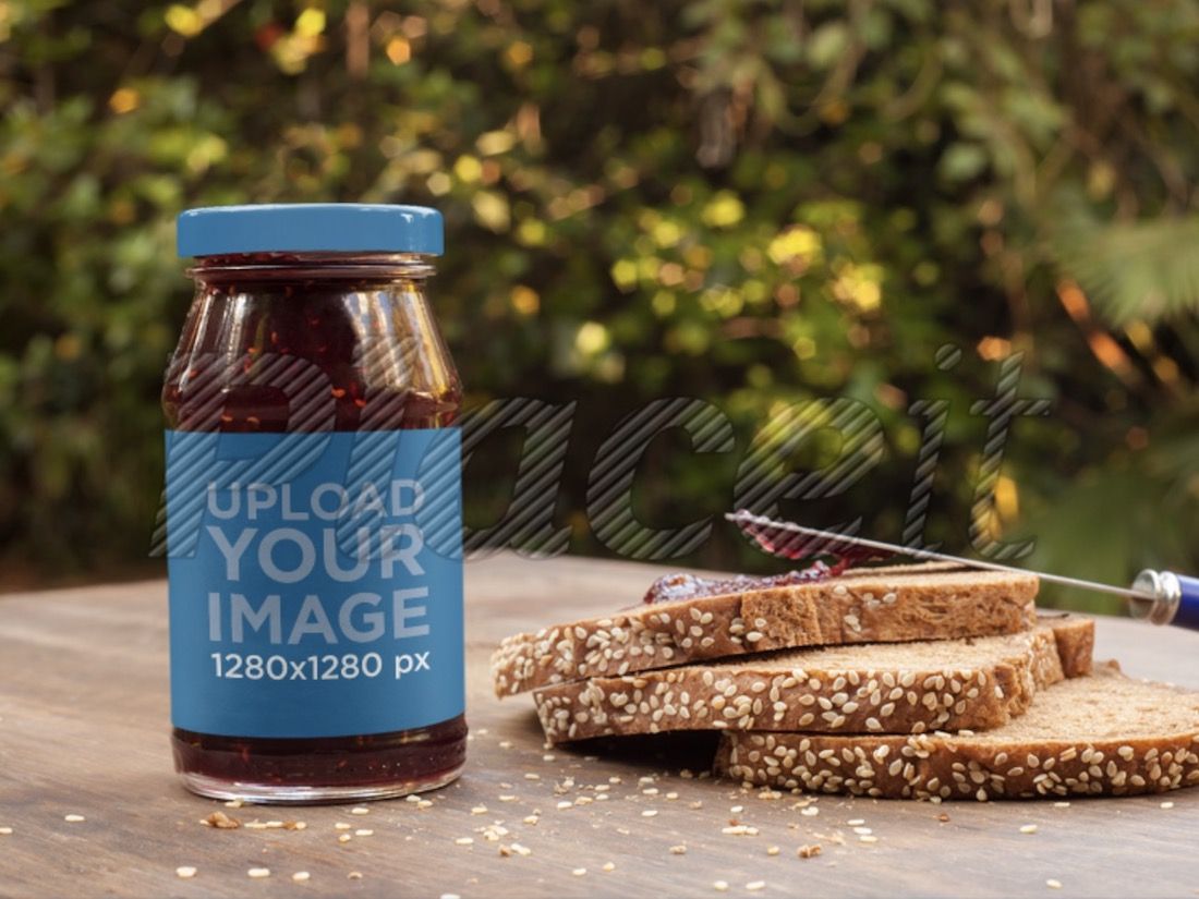 barattolo di vetro di mockup di etichetta di marmellata