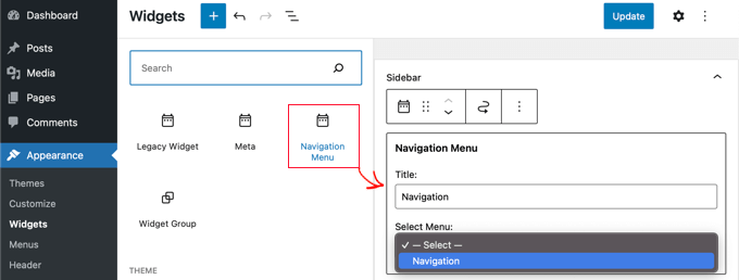 Aggiungi il blocco del menu di navigazione alla barra laterale Add the Navigation Menu Block to the Sidebar